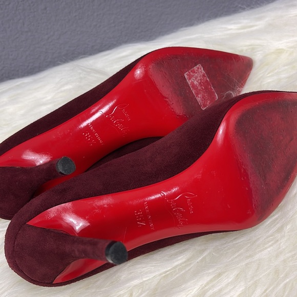 Christian Louboutin suede pump size 35.5 bordeaux red - Picture 7 of 11